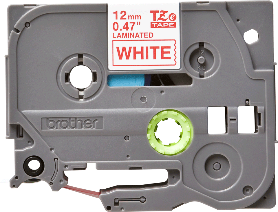 Eredeti Brother TZe232 laminált szalag – Fehér alapon piros, 12mm széles 2